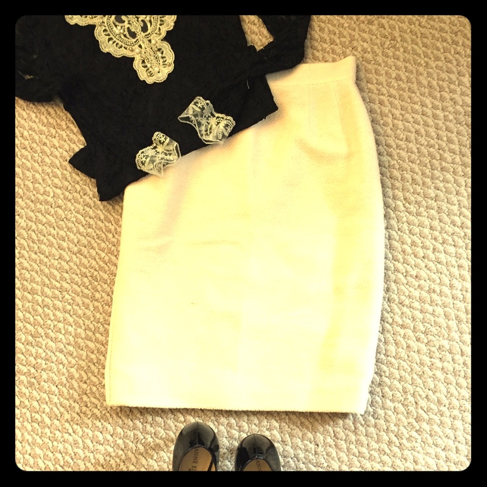 CHANEL Wool Knee Length Skirt